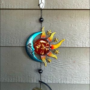 Sun and the Moon Acrylic Painted Metal 1 Bell Wind Chime